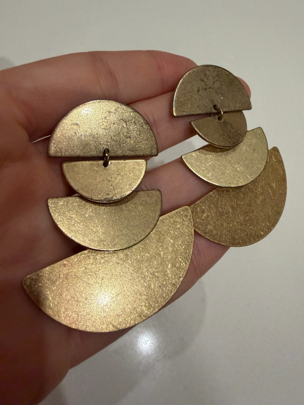 Gold-Toned Hammered Brass Earrings